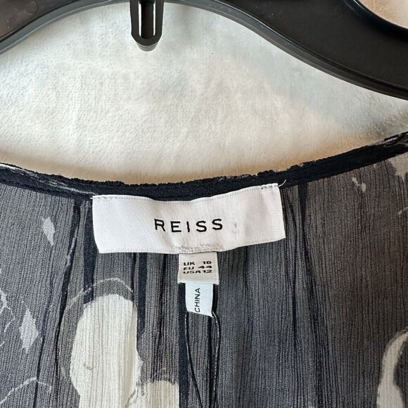 Reiss Dress Sz 12 Navy Floral Carina Spring Whimsigoth Maxi w/ High Front Slit - Picture 5 of 16